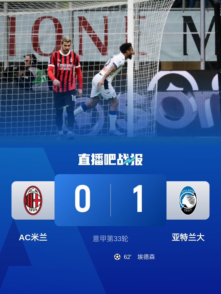 米蘭雙雄本輪均0-1輸球，周中意杯半決賽次回合再對決
