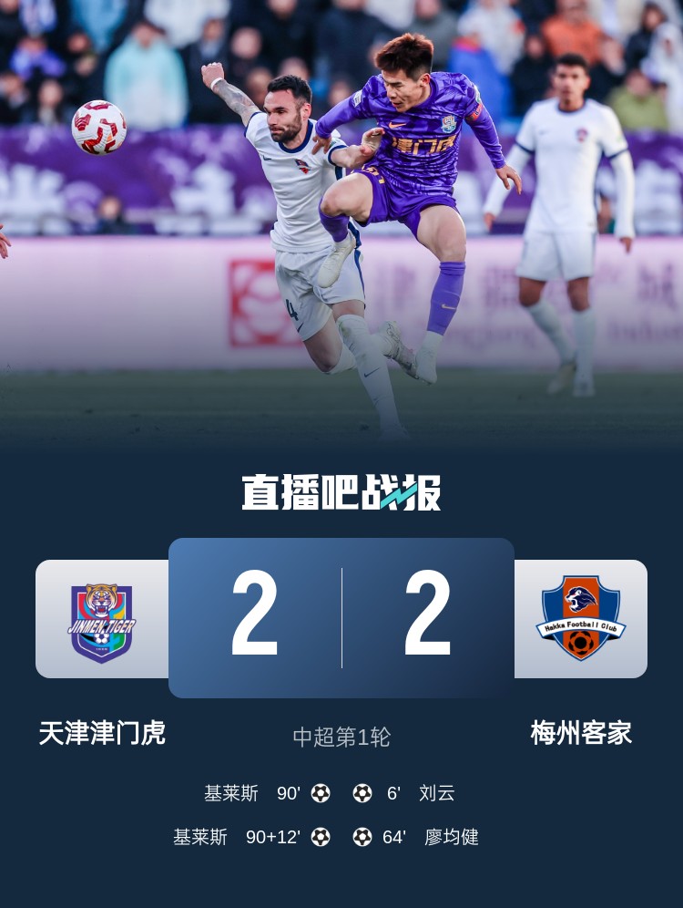 和風勁吹！今日下午中超4場比賽全部以平局收場